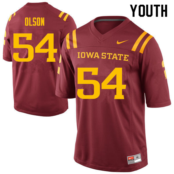 Iowa State Cyclones Youth #54 Collin Olson Nike NCAA Authentic Cardinal College Stitched Football Jersey SQ42H68JA
